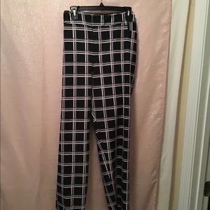 Eloquii Black and White Plaid Straight Leg Pants